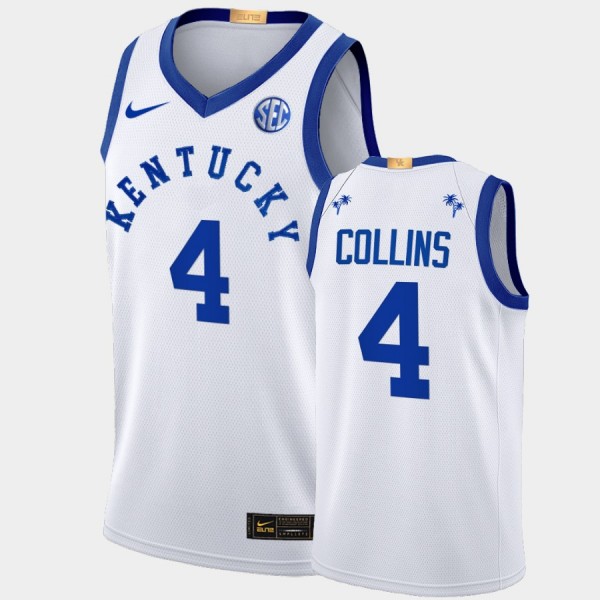 Men's Kentucky Wildcats #4 Daimion Collins White Authentic College  Basketball Jersey 635234-741
